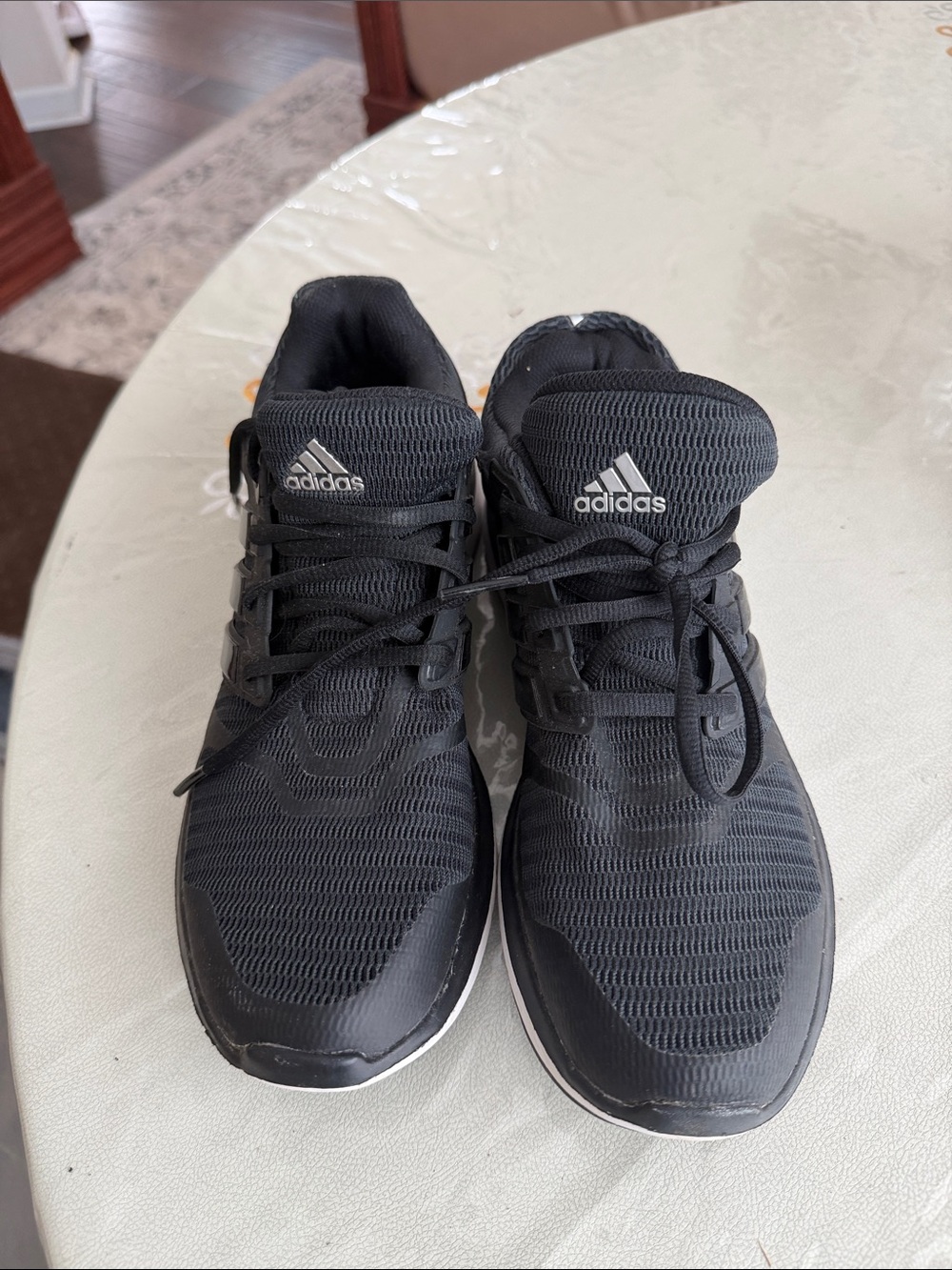 adidas Men's Black Mesh Athletic Sneakers with White Midsole Accents